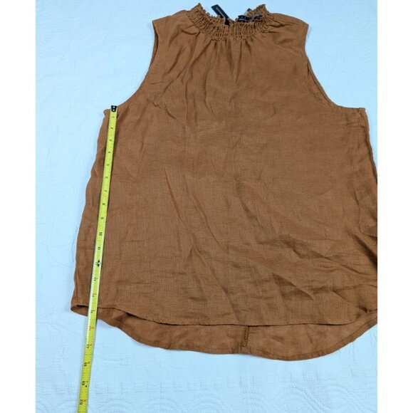 NWT Harve Bernard Blouse Top Women's Large Pure Linen Sleeveless brown tone - Picture 6 of 10